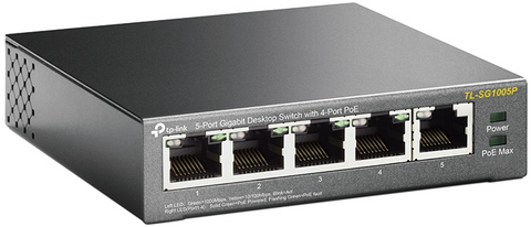 COLONY Switch for Shop - 5 Port 4 PoE 10/100/1000  | TP-Link TL-SG1005P
